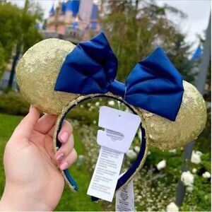 Disney Parks Headband Minnie Mouse Sequin Ear Headband - Gold & Blue